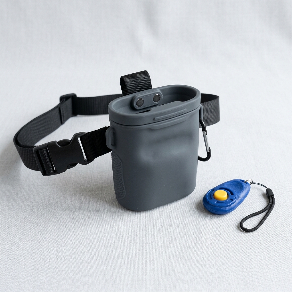 heouvo Silicone Dog Treat Pouch with Training Clicker