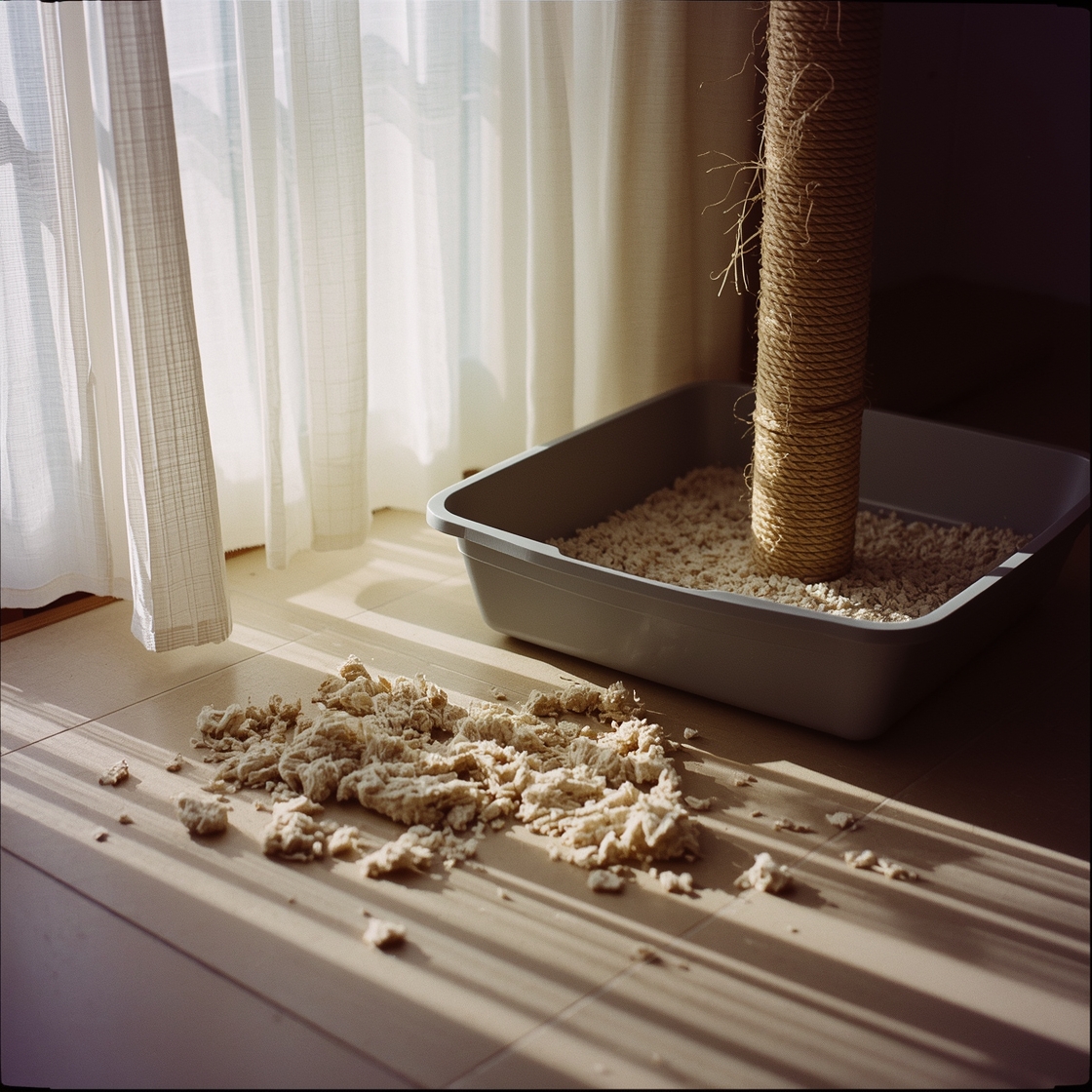 Clumping cat litter in a messy litter box multi-cat household