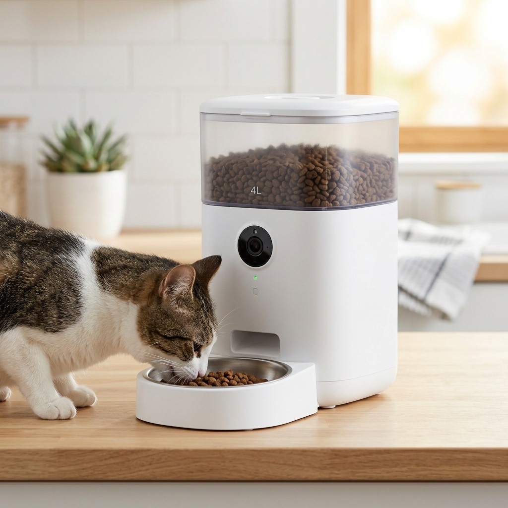 Faroro Automatic Cat Feeder with Camera, 1080P, 4L