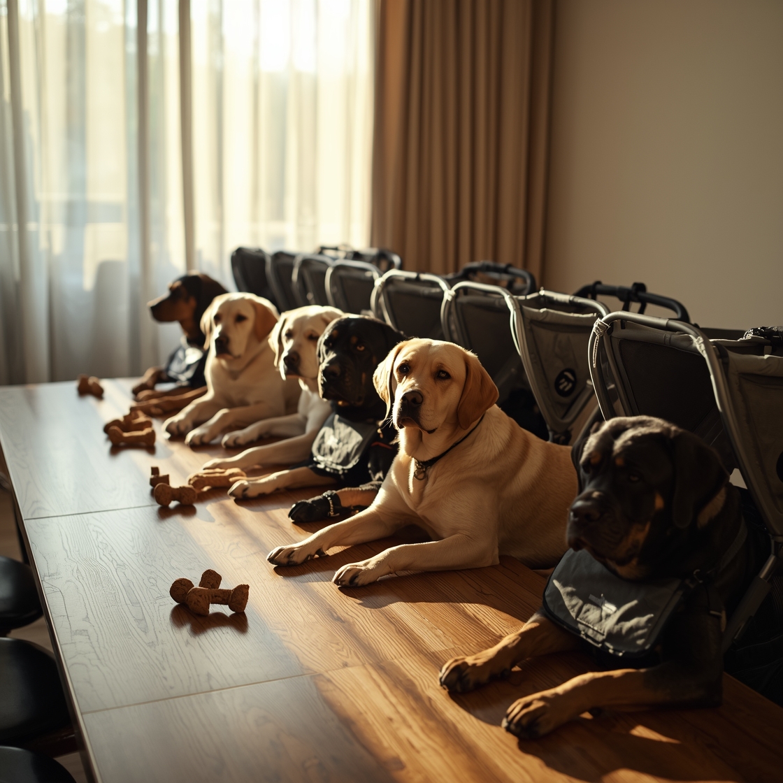 seven dog strollers for large breeds side-by-side on a table
