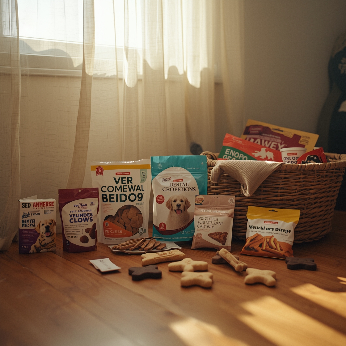 Assortment of vet-recommended dental chews for dogs and cats